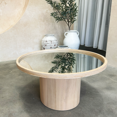 Natural Mirrored Coffee Table