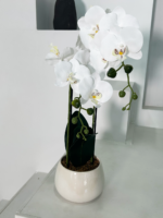 White Faux Potted Orchid
