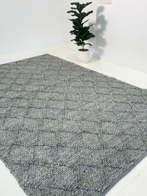 Grey Knotted Floor Rug