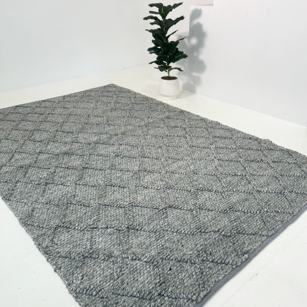 Grey Knotted Floor Rug