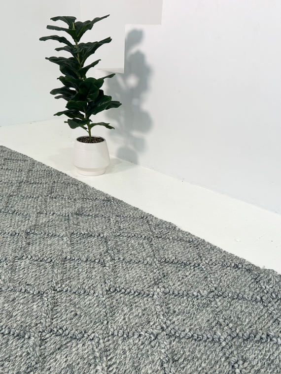 Grey Knotted Floor Rug